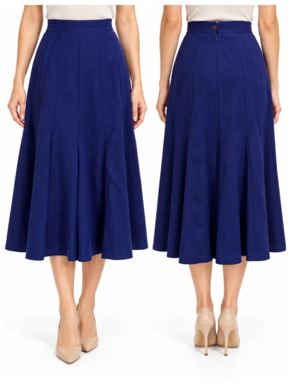 Vintage Gor-Ray Navy Wool Pleated A-Line Midi Skirt Made in UK Size small Preppy